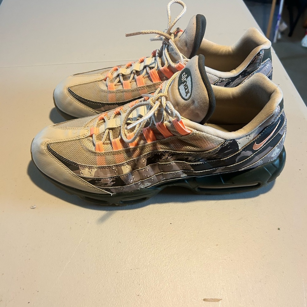 Nike Men’s Sneakers - Beige, Olive & Coral Accents
